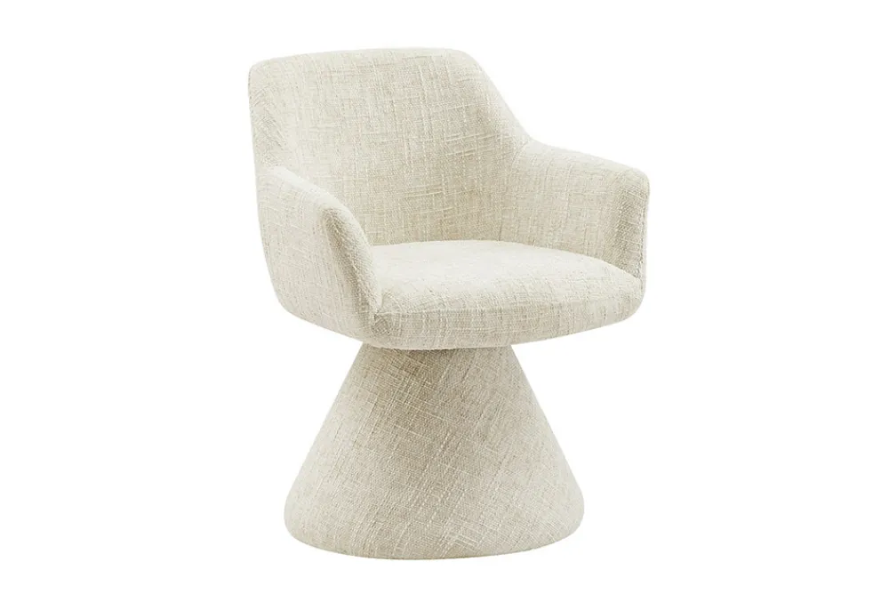Riess-Ambiente Retro Möbel|Stühle > Drehbarer Stuhl AMBIENTO beige Chenille 180° mit Auto-Return Polsterstuhl