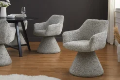 Riess-Ambiente Retro Möbel|Stühle > Drehbarer Stuhl AMBIENTO grau Chenille 180° mit Auto-Return Polsterstuhl
