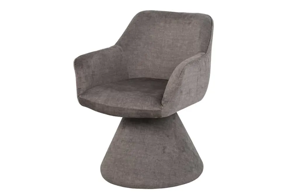 Riess-Ambiente Retro Möbel|Stühle > Drehbarer Stuhl AMBIENTO grau Vogue Velours Samt 180° mit Auto-Return Polsterstuhl