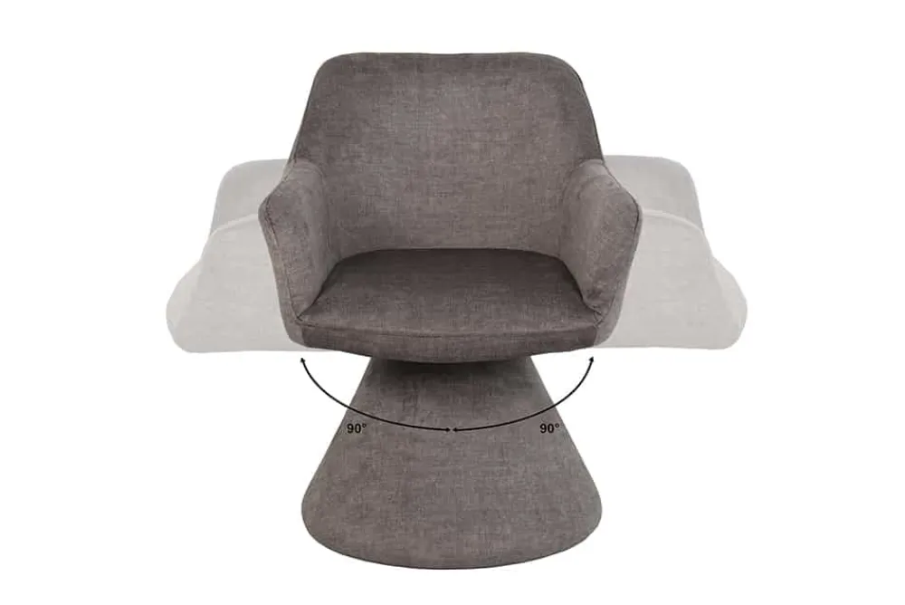 Riess-Ambiente Retro Möbel|Stühle > Drehbarer Stuhl AMBIENTO grau Vogue Velours Samt 180° mit Auto-Return Polsterstuhl