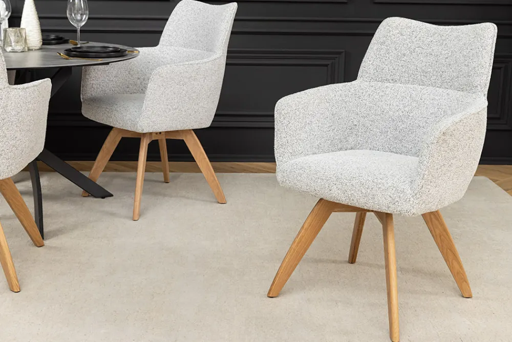 Riess-Ambiente Skandinavisch|Stühle > Drehbarer Stuhl ASGARD beige Strukturstoff mit Taschenfederkern und Armlehne