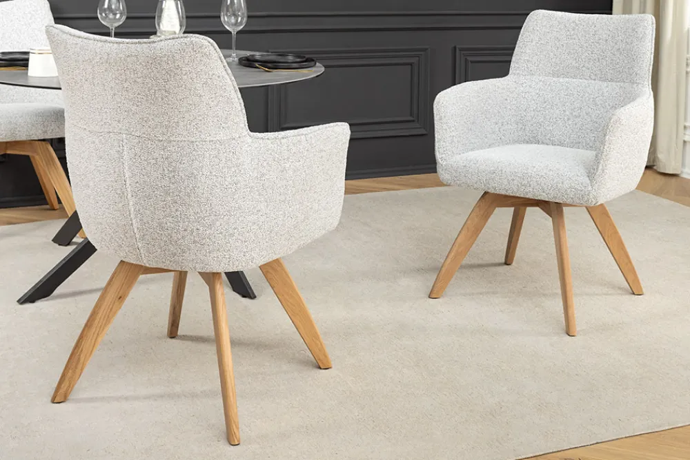 Riess-Ambiente Skandinavisch|Stühle > Drehbarer Stuhl ASGARD beige Strukturstoff mit Taschenfederkern und Armlehne