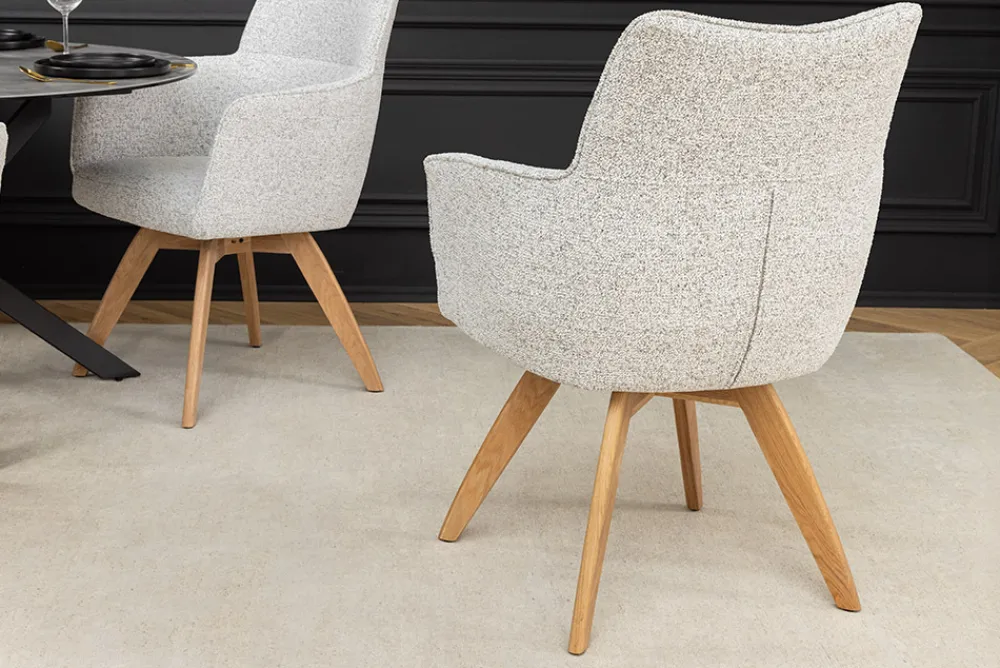 Riess-Ambiente Skandinavisch|Stühle > Drehbarer Stuhl ASGARD beige Strukturstoff mit Taschenfederkern und Armlehne