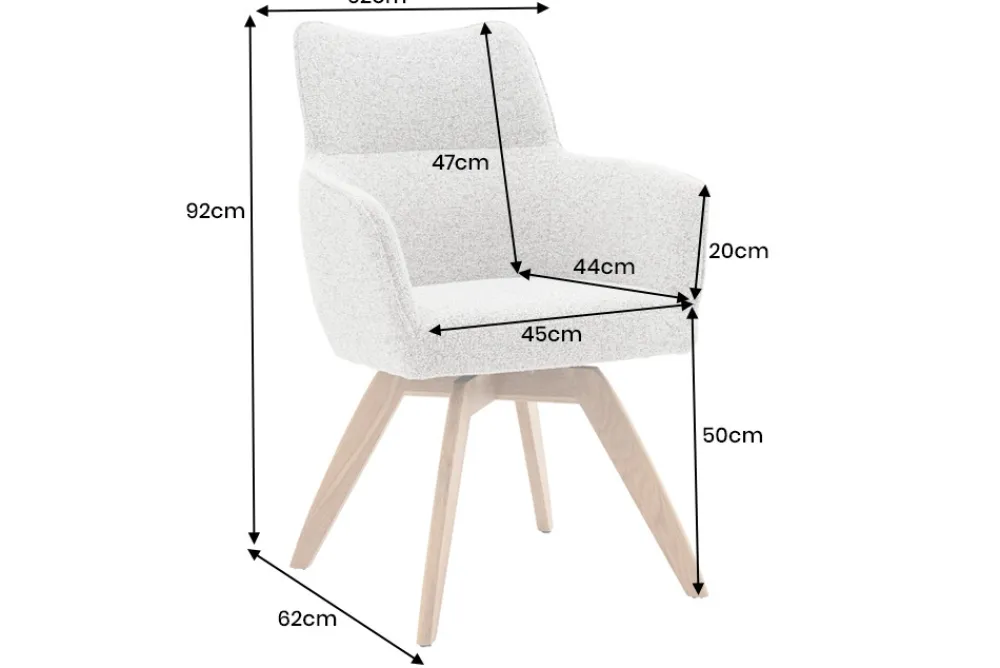 Riess-Ambiente Skandinavisch|Stühle > Drehbarer Stuhl ASGARD beige Strukturstoff mit Taschenfederkern und Armlehne