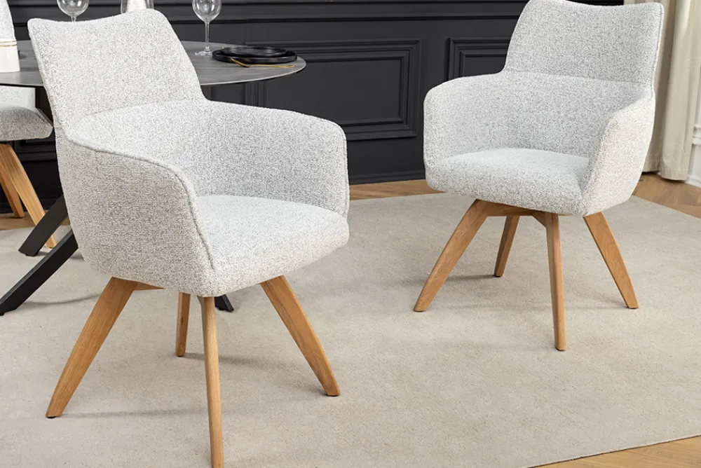 Riess-Ambiente Skandinavisch|Stühle > Drehbarer Stuhl ASGARD beige Strukturstoff mit Taschenfederkern und Armlehne