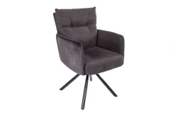 Riess-Ambiente Retro Möbel|Industrial Loft > Drehbarer Stuhl BIG GEORGE anthrazit Samt Strukturstoff Armlehne Taschenfederkern