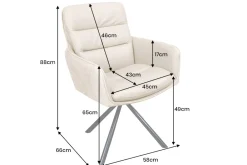 Riess-Ambiente Retro Möbel|Stühle > Drehbarer Stuhl BIG GEORGE beige Echtleder Microfaser mit Armlehne schwarze Metallbeine