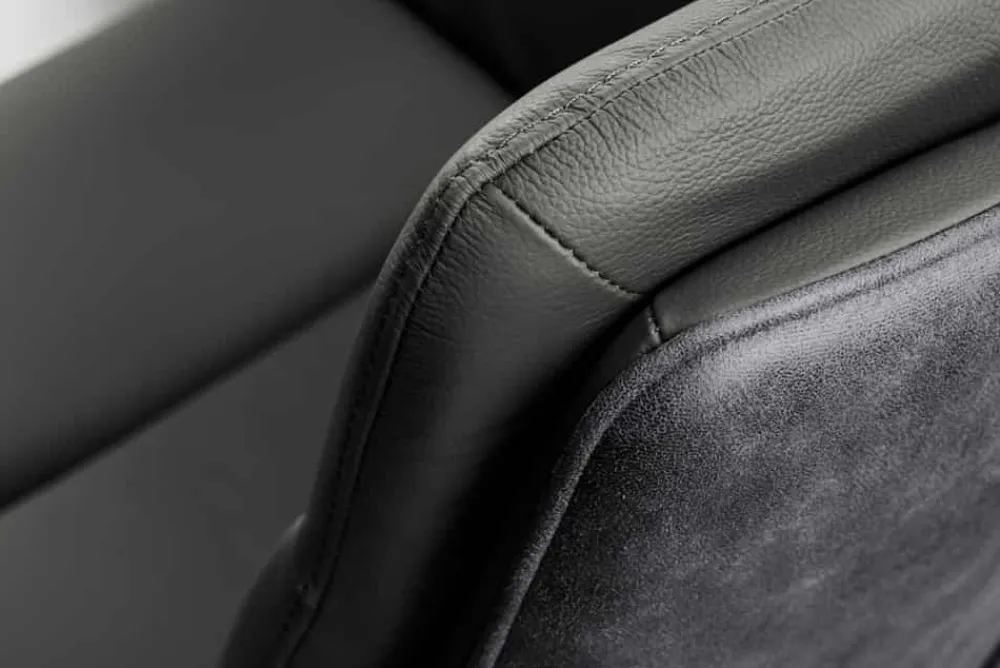 Riess-Ambiente Retro Möbel|Stühle > Drehbarer Stuhl BIG GEORGE grau Echtleder Microfaser mit Armlehne schwarze Metallbeine
