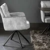 Riess-Ambiente Retro Möbel|Industrial Loft > Drehbarer Stuhl BIG GEORGE grau Samt Strukturstoff Armlehnenstuhl Taschenfederkern
