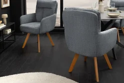 Riess-Ambiente Skandinavisch|Stühle > Drehbarer Stuhl BIG GEORGE grau Chenille Cremona natur Buchenholz mit Armlehnen