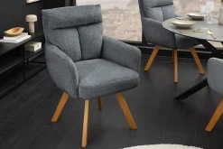 Riess-Ambiente Skandinavisch|Stühle > Drehbarer Stuhl BIG GEORGE grau Chenille Cremona natur Buchenholz mit Armlehnen