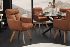 Riess-Ambiente Skandinavisch|Stühle > Drehbarer Stuhl BIG GEORGE rost braun Chenille Cremona natur Buchenholz mit Armlehnen