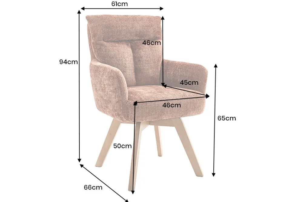 Riess-Ambiente Skandinavisch|Stühle > Drehbarer Stuhl BIG GEORGE rost braun Chenille Cremona natur Buchenholz mit Armlehnen