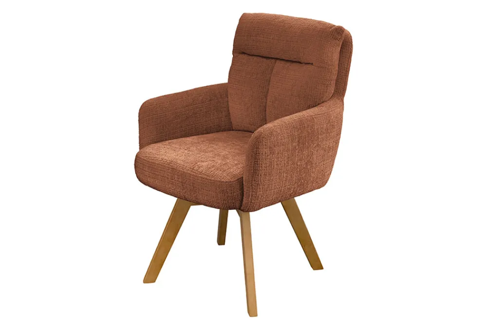 Riess-Ambiente Skandinavisch|Stühle > Drehbarer Stuhl BIG GEORGE rost braun Chenille Cremona natur Buchenholz mit Armlehnen