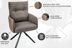 Riess-Ambiente Retro Möbel|Industrial Loft > Drehbarer Stuhl BIG GEORGE taupe Microfaser Webstoff Taschenfederkern Metall schwarz