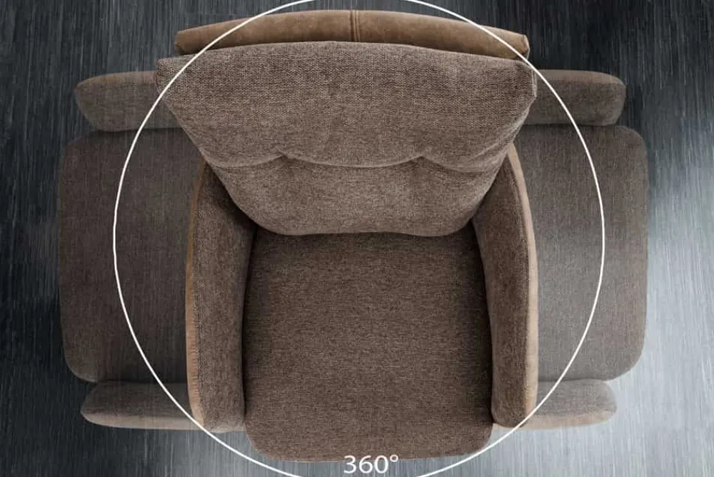 Riess-Ambiente Retro Möbel|Industrial Loft > Drehbarer Stuhl BIG GEORGE taupe Microfaser Webstoff Taschenfederkern Metall schwarz