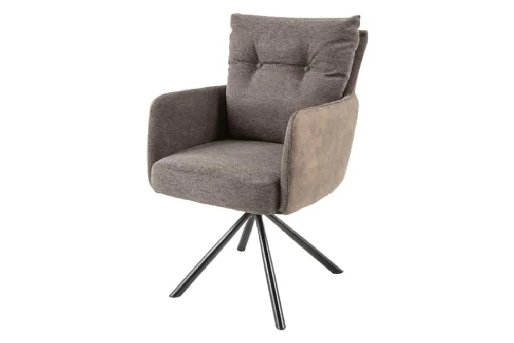 Riess-Ambiente Retro Möbel|Industrial Loft > Drehbarer Stuhl BIG GEORGE taupe Microfaser Webstoff Taschenfederkern Metall schwarz
