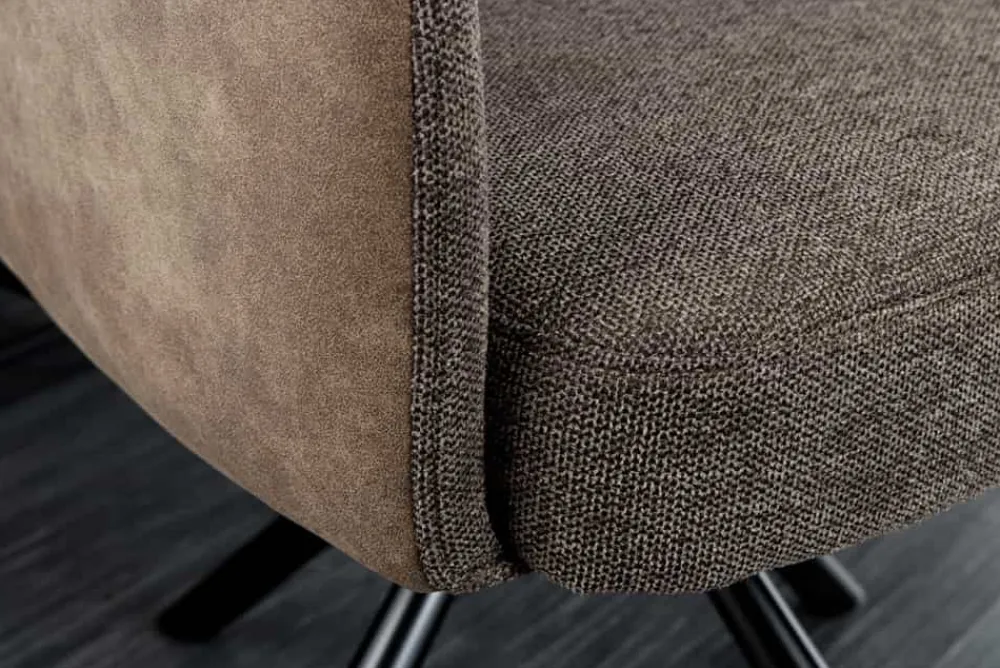 Riess-Ambiente Retro Möbel|Industrial Loft > Drehbarer Stuhl BIG GEORGE taupe Microfaser Webstoff Taschenfederkern Metall schwarz