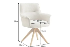 Riess-Ambiente Retro Möbel|Stühle > Drehbarer Stuhl LE GRAND beige Chenille Cremona natur Eiche Massivholz mit Armlehne