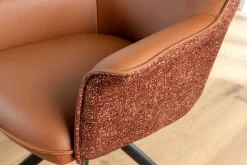 Riess-Ambiente Retro Möbel|Stühle > Drehbarer Stuhl LE GRAND cognac Echtleder Strukturstoff schwarzes Metallgestell
