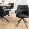 Riess-Ambiente Retro Möbel|Stühle > Drehbarer Stuhl LE GRAND schwarz Echtleder Strukturstoff Metallgestell mit Armlehne