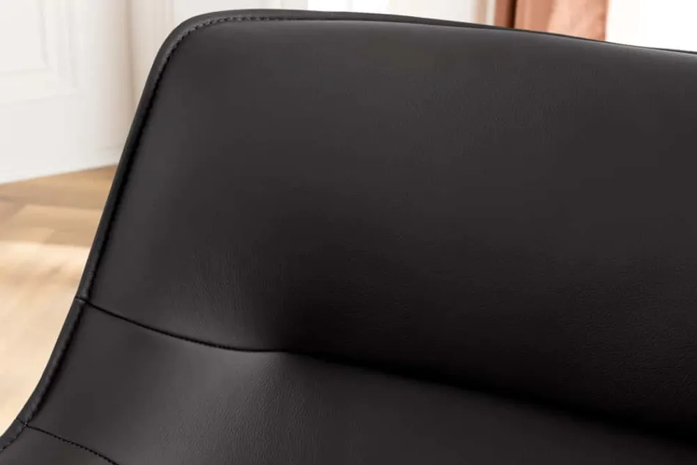 Riess-Ambiente Retro Möbel|Stühle > Drehbarer Stuhl LE GRAND schwarz Echtleder Strukturstoff Metallgestell mit Armlehne