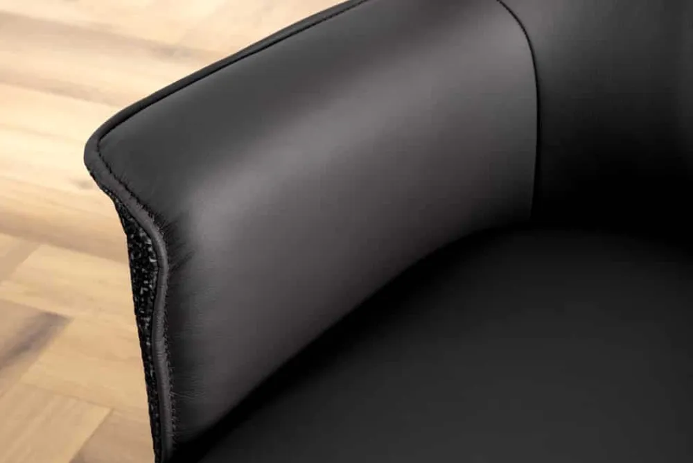 Riess-Ambiente Retro Möbel|Stühle > Drehbarer Stuhl LE GRAND schwarz Echtleder Strukturstoff Metallgestell mit Armlehne