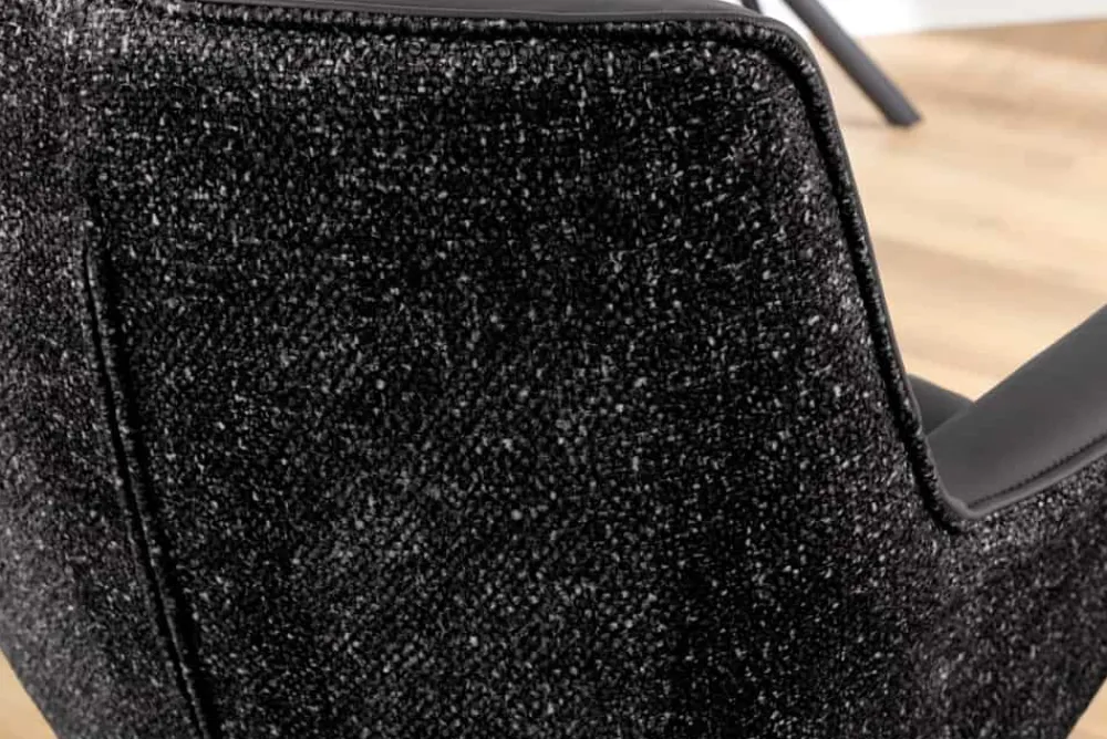 Riess-Ambiente Retro Möbel|Stühle > Drehbarer Stuhl LE GRAND schwarz Echtleder Strukturstoff Metallgestell mit Armlehne