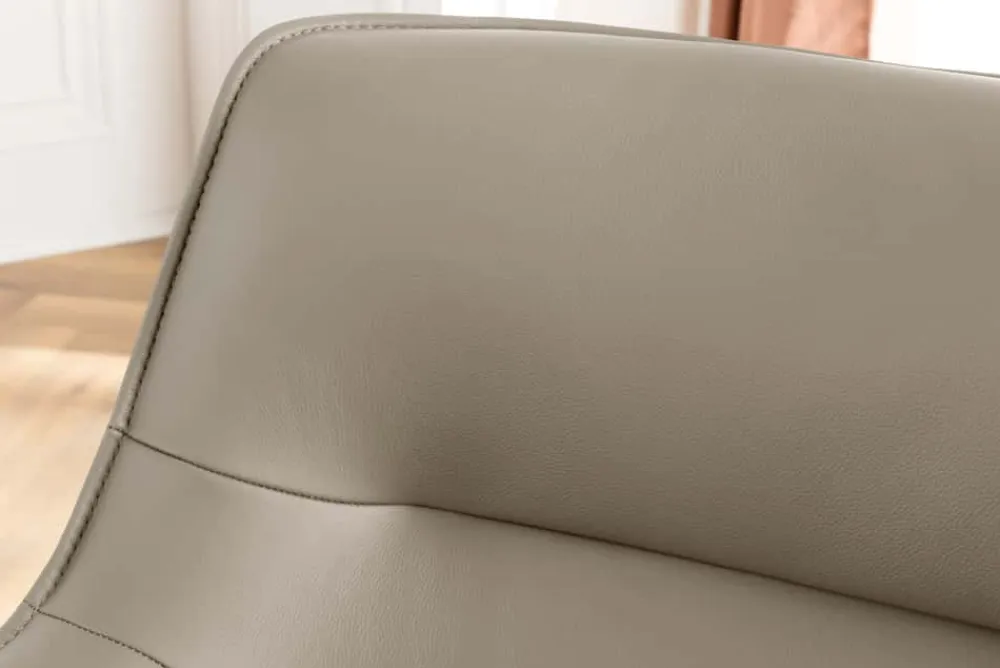 Riess-Ambiente Retro Möbel|Stühle > Drehbarer Stuhl LE GRAND taupe Echtleder Strukturstoff schwarzes Metallgestell