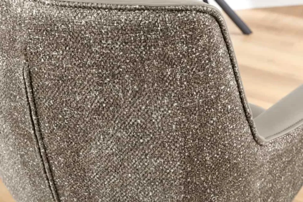 Riess-Ambiente Retro Möbel|Stühle > Drehbarer Stuhl LE GRAND taupe Echtleder Strukturstoff schwarzes Metallgestell