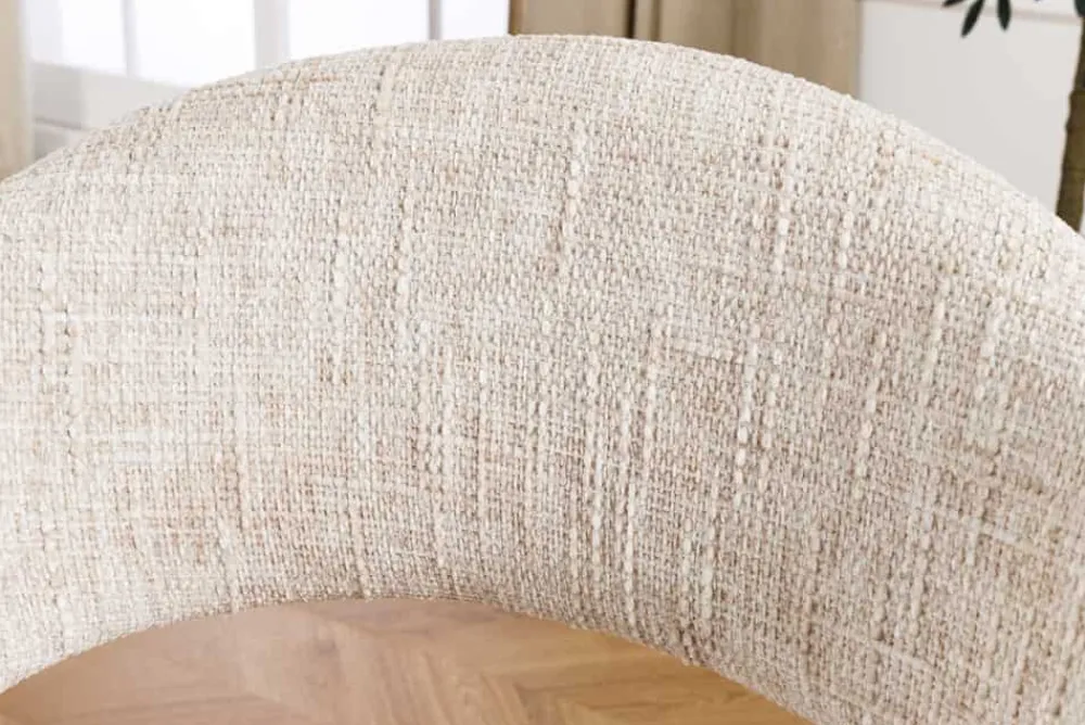 Riess-Ambiente Retro Möbel|Stühle > Drehbarer Stuhl ORGANIKO beige Chenillestoff Holzgestell Eiche mit Armlehne