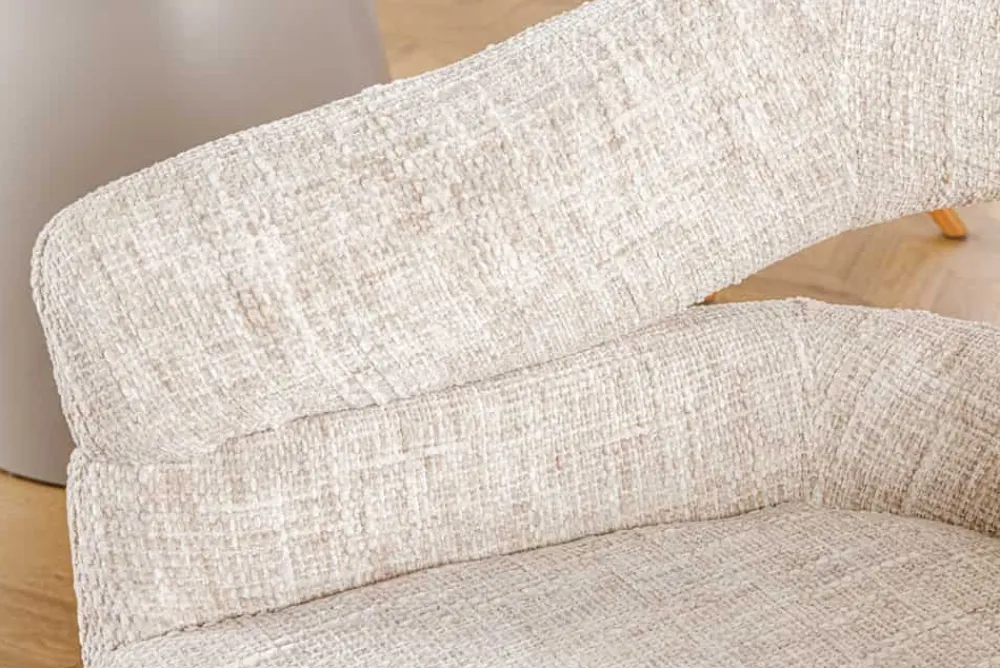 Riess-Ambiente Retro Möbel|Stühle > Drehbarer Stuhl ORGANIKO beige Chenillestoff Holzgestell Eiche mit Armlehne