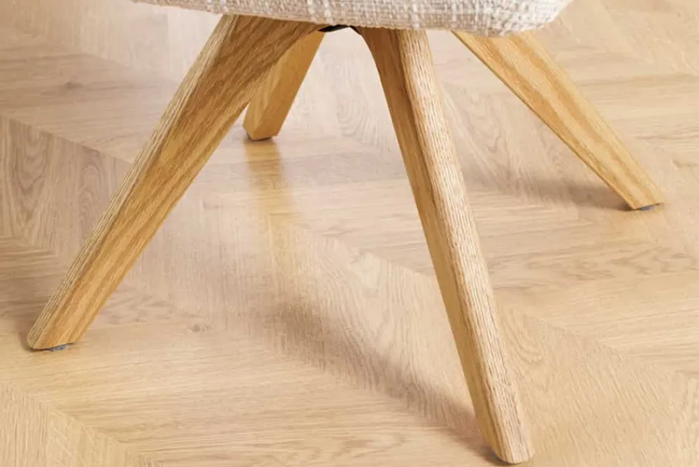 Riess-Ambiente Retro Möbel|Stühle > Drehbarer Stuhl ORGANIKO beige Chenillestoff Holzgestell Eiche mit Armlehne