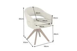 Riess-Ambiente Retro Möbel|Stühle > Drehbarer Stuhl ORGANIKO taupe beige Strukturstoff Holzgestell Walnuss mit Armlehne