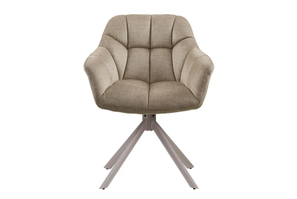 Riess-Ambiente Stühle > Drehbarer Stuhl PAPILLON beige Samt mit Armlehne champagner greige Metallgestell