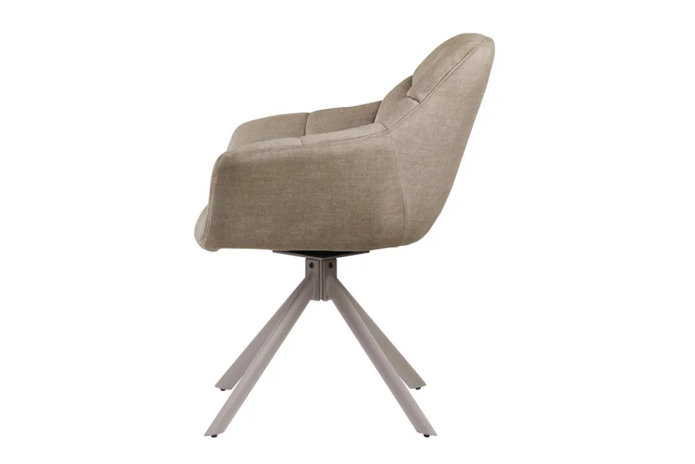 Riess-Ambiente Stühle > Drehbarer Stuhl PAPILLON beige Samt mit Armlehne champagner greige Metallgestell