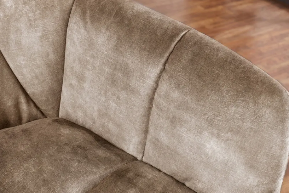 Riess-Ambiente Stühle > Drehbarer Stuhl PAPILLON beige Samt mit Armlehne champagner greige Metallgestell