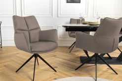 Riess-Ambiente Stühle > Drehbarer Stuhl PAPILLON braun Echtleder schwarz Metallgestell mit Armlehne