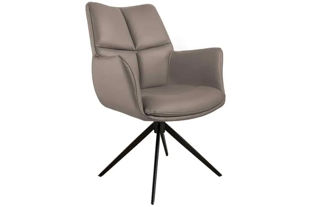 Riess-Ambiente Stühle > Drehbarer Stuhl PAPILLON braun Echtleder schwarz Metallgestell mit Armlehne
