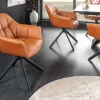 Riess-Ambiente Stühle > Drehbarer Stuhl PAPILLON cognac Echtleder mit Armlehne schwarzes Gestell