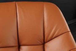 Riess-Ambiente Stühle > Drehbarer Stuhl PAPILLON cognac Echtleder mit Armlehne schwarzes Gestell