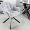 Riess-Ambiente Industrial Loft|Stühle > Drehbarer Stuhl PAPILLON hellgrau Strukturstoff mit Armlehne Ziersteppung schwarzes Gestell