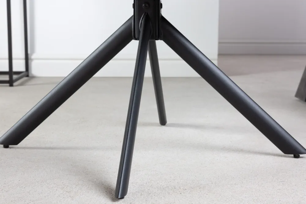 Riess-Ambiente Industrial Loft|Stühle > Drehbarer Stuhl PAPILLON hellgrau Strukturstoff mit Armlehne Ziersteppung schwarzes Gestell