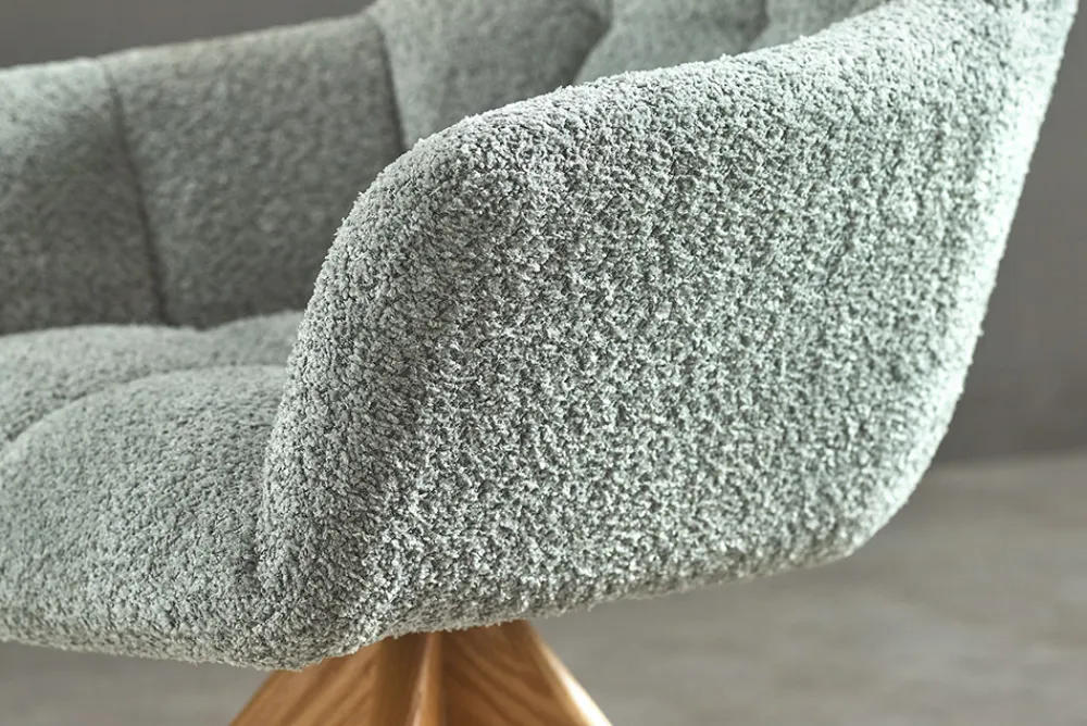 Riess-Ambiente Skandinavisch|Stühle > Drehbarer Stuhl PAPILLON salbei Bouclé natur Eiche Massivholz mit Armlehne