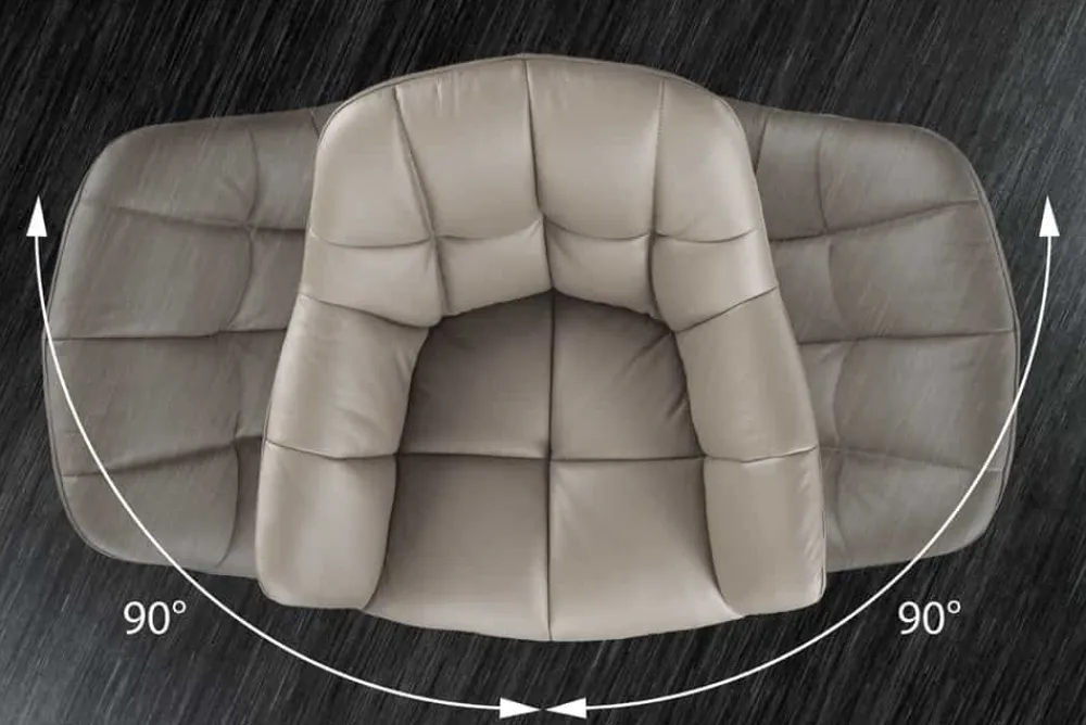 Riess-Ambiente Stühle > Drehbarer Stuhl PAPILLON taupe Echtleder mit Armlehne schwarzes Gestell