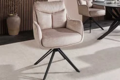 Riess-Ambiente Stühle > Drehbarer Stuhl PROMETHEUS beige Vogue Velours Samt Taschenfederkern Metallgestell