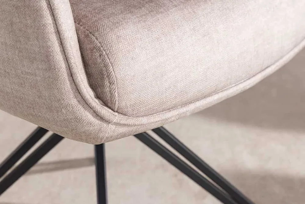Riess-Ambiente Stühle > Drehbarer Stuhl PROMETHEUS beige Vogue Velours Samt Taschenfederkern Metallgestell