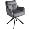 Riess-Ambiente Stühle > Drehbarer Stuhl PROMETHEUS graphit grau Vogue Velours Samt Taschenfederkern Metall