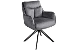 Riess-Ambiente Stühle > Drehbarer Stuhl PROMETHEUS graphit grau Vogue Velours Samt Taschenfederkern Metall