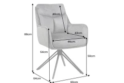 Riess-Ambiente Stühle > Drehbarer Stuhl PROMETHEUS graphit grau Vogue Velours Samt Taschenfederkern Metall